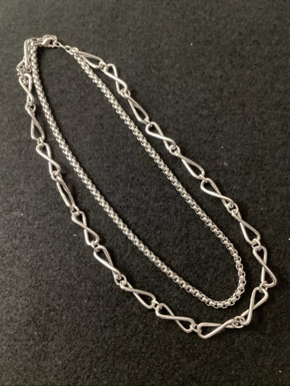 ON 34th Layered Silver-Tone Double Chain Necklace for Women - Picture 5 of 10
